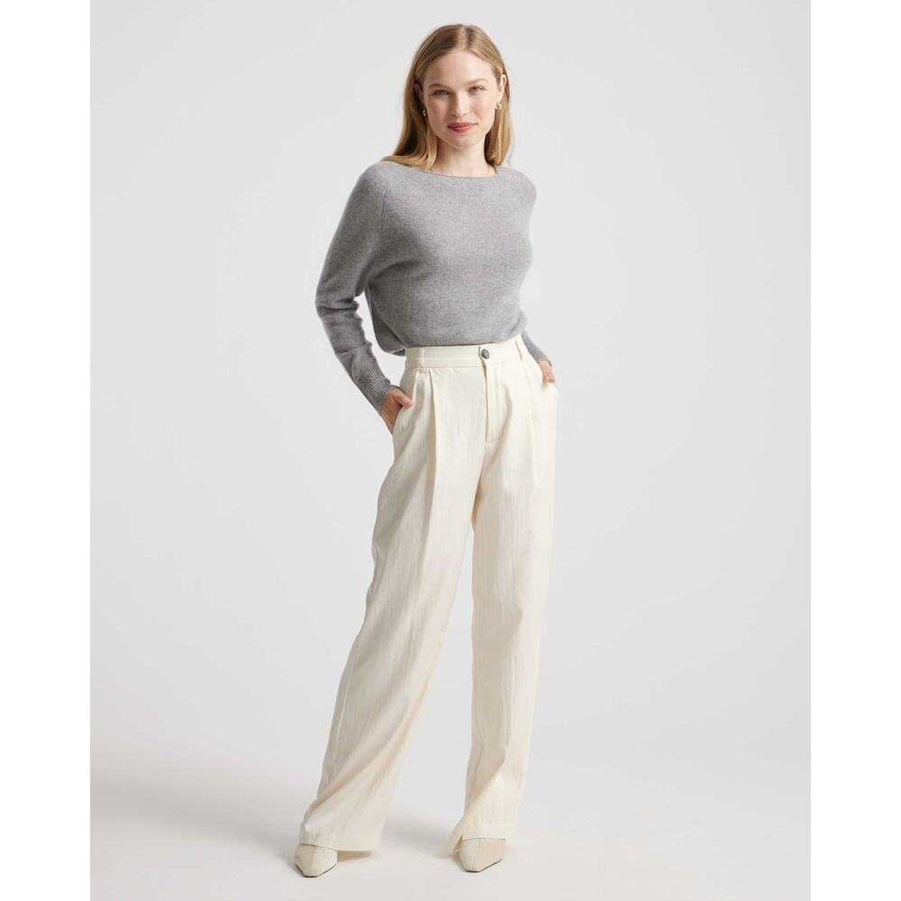 NWT Quince Mongolian Cashmere Boatneck Sweater Heather Grey M